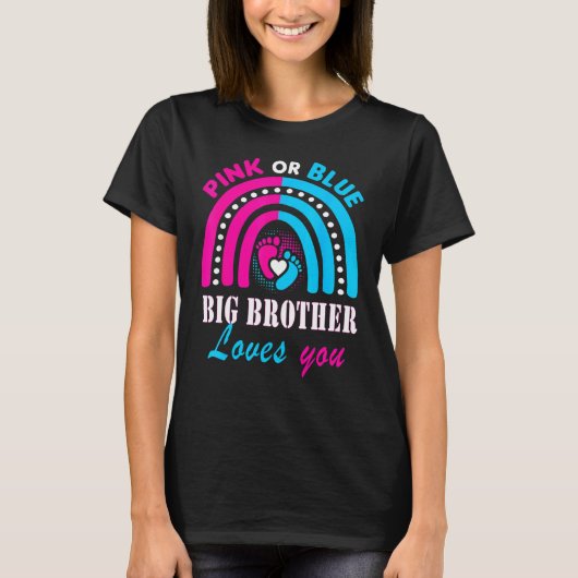 Roze of blauwe Big Brother houdt van je gender ont T-shirt (Voorkant)
