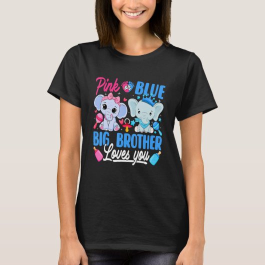 Roze of blauwe Big Brother houdt van je geslacht o T-shirt (Voorkant)