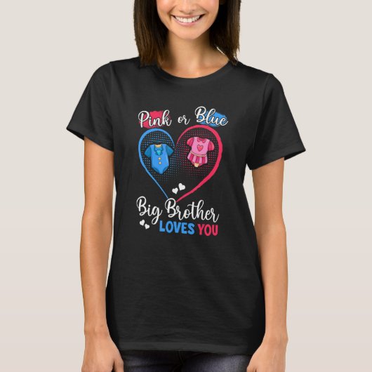 Roze of blauwe Big Brother houdt van je zwangersch T-shirt (Voorkant)