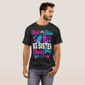 Roze of Blauwe BIG SISTER houdt van je geluid T-shirt (Voorkant volledig)