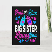 Roze of blauwe BIG SISTER houdt van je | Kute Kaart (Voorkant)