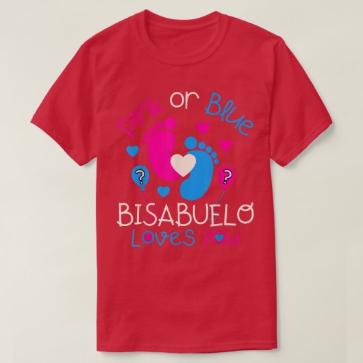 Roze of blauwe bisabuelo houdt van jeBaby Gender o T-shirt (Design voorkant)