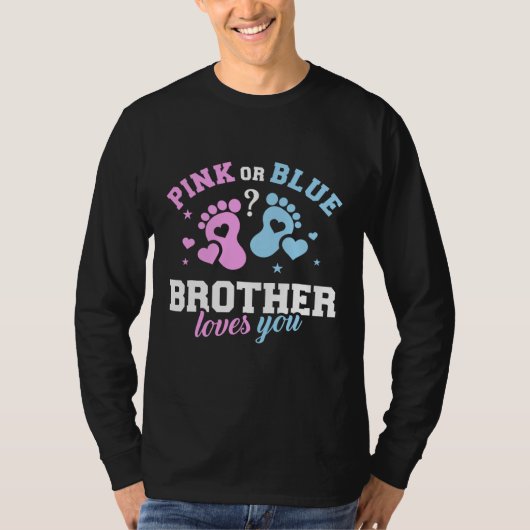 Roze of blauwe broer hou van je grappige Vaderdag T-shirt (Voorkant)