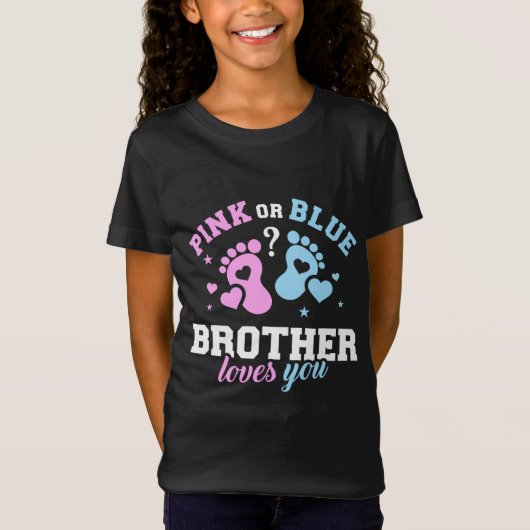 Roze of blauwe broer hou van je grappige Vaderdag T-shirt (Voorkant)