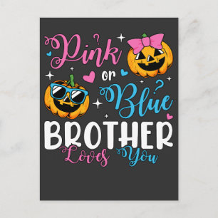 Roze Of Blauwe Broer Houdt Van Jou Pompoen Baby Briefkaart