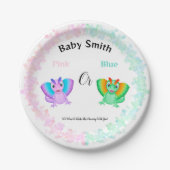 Roze of blauwe dinosaur Baby shower Papieren Bordje (Voorkant)