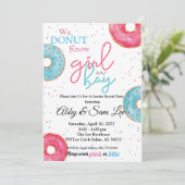 Roze of Blauwe Donut Genderuitnodiging onthullen Kaart (Staand voorkant)