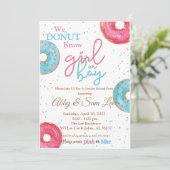 Roze of Blauwe Donut Genderuitnodiging onthullen Kaart (Staand voorkant)