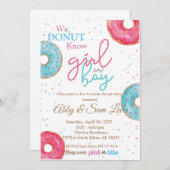 Roze of Blauwe Donut Genderuitnodiging onthullen Kaart (Voorkant / Achterkant)