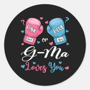 Roze of Blauwe G-MA houdt van je boksen Geslacht o Ronde Sticker