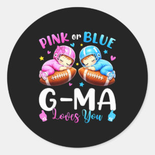 Roze of blauwe g-oma houdt van baby geslacht onthu ronde sticker