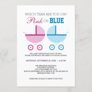 Roze of Blauwe Genderpartij Uitnodiging