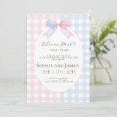 Roze of Blauwe Geslacht Onthullen Baby shower Uitn Kaart (Staand voorkant)