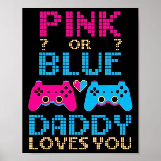 Roze of Blauwe Geslachtsonthulling Videogame Vader Poster (Voorkant)