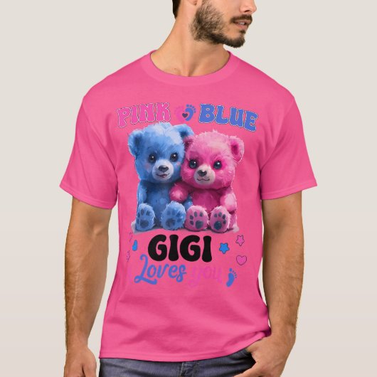 Roze of Blauwe Gigi houdt van je Schattigee Beer B T-shirt (Voorkant)
