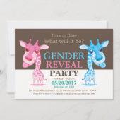Roze of Blauwe Giraffe Gender Reveal Party RSVP Kaart (Voorkant)