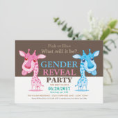 Roze of Blauwe Giraffe Gender Reveal Party RSVP Kaart (Staand voorkant)