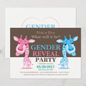 Roze of Blauwe Giraffe Gender Reveal Party RSVP Kaart (Voorkant / Achterkant)