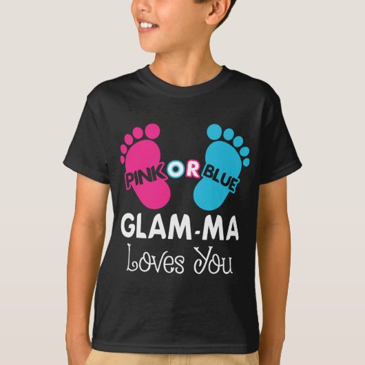 Roze of Blauwe Glam-Ma houdt van je Geslacht onthu T-shirt (Voorkant)