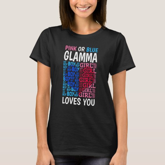 Roze of Blauwe Glamma Loves You Geslacht onthullen T-shirt (Voorkant)