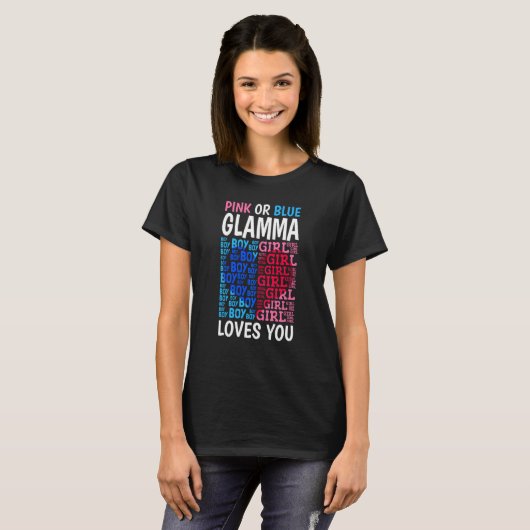 Roze of Blauwe Glamma Loves You Geslacht onthullen T-shirt (Voorkant volledig)