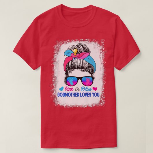 Roze of blauwe godmoeder houdt van je Bun Gender T-shirt (Design voorkant)