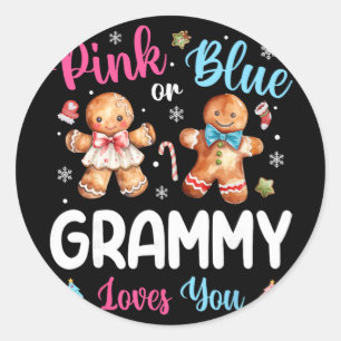 Roze of Blauwe Grammy houdt van jou geslacht onthu Ronde Sticker