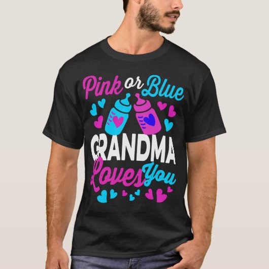 Roze of blauwe GRANDMA houdt van uw ouders-aan-zij T-shirt (Voorkant)
