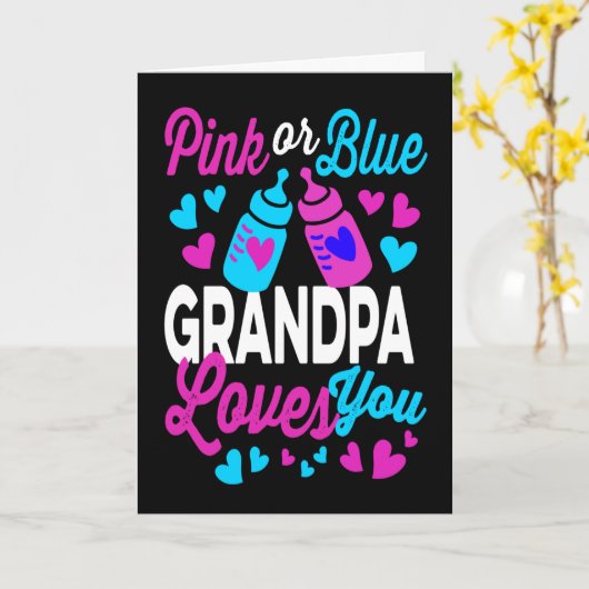 Roze of blauwe GRANDPA houdt van je | Houder van h Kaart (Gele Bloem)