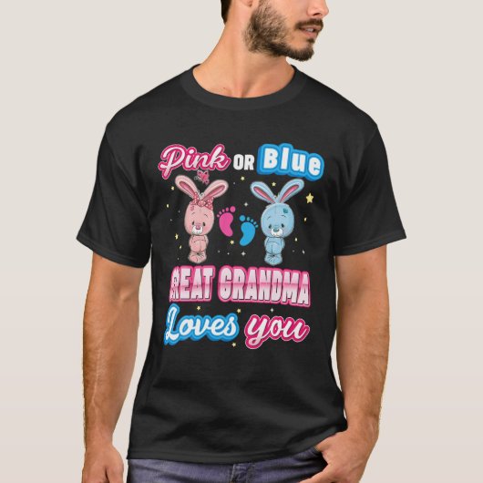 Roze of blauwe grootmoeder houdt van je geslacht t-shirt (Voorkant)