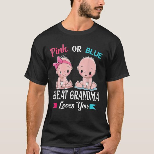 Roze of blauwe grootmoeder houdt van je geslacht t-shirt (Voorkant)