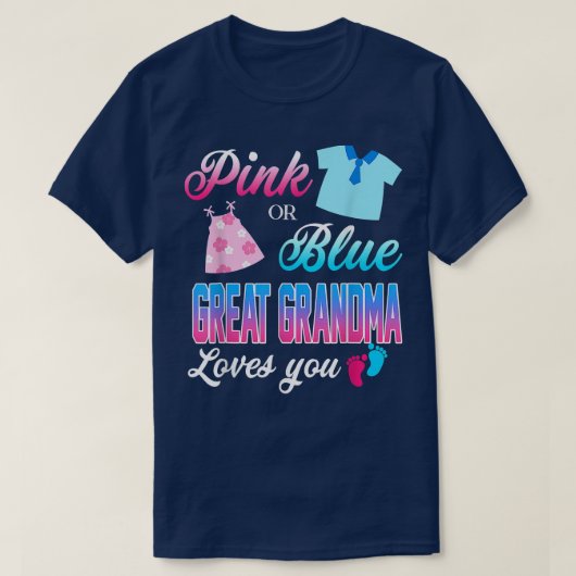 Roze of blauwe grootmoeder houdt van je geslacht t-shirt (Design voorkant)