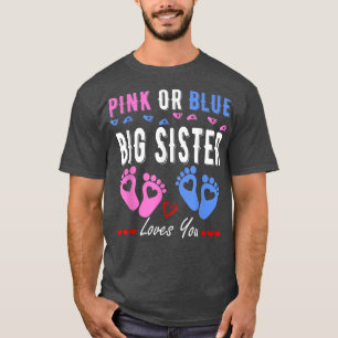 Roze of blauwe grote zuster houdt van je geslacht t-shirt
