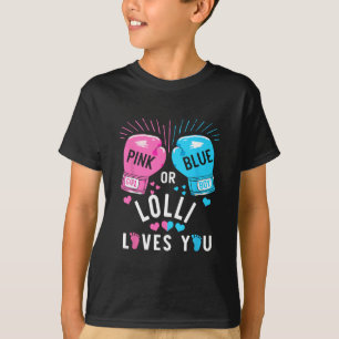 Roze of Blauwe Lolli houdt van je boksen geslacht T-shirt