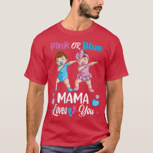 Roze of blauwe mama houdt van je Baby en laat je v T-shirt