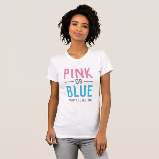 Roze of blauwe mama houdt van je Baby T-shirt (Voorkant volledig)