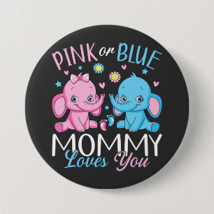 Roze of blauwe mama houdt van je olifant Baby rond Ronde Button 7,6 Cm