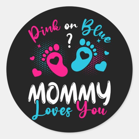 Roze of blauwe mama houdt van je ronde sticker (Voorkant)