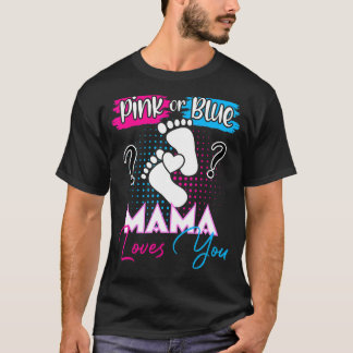 Roze of Blauwe Mama houdt van je Zwangerschap Gesl T-shirt