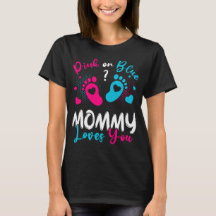 Roze of blauwe mama houdt van jullie vrouwen t-shirt