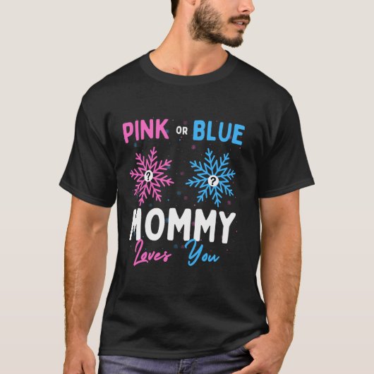 Roze of Blauwe Mama Loves You Sneeuwvlok Baby Gesl T-shirt (Voorkant)