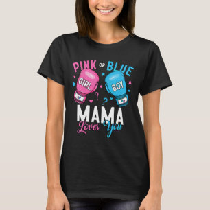 Roze of Blauwe Mama Mama houdt van je boksen Gende T-shirt