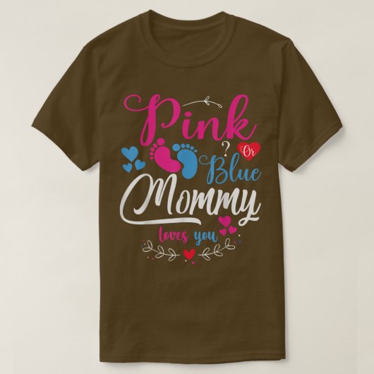 Roze of blauwe mammie houdt van je Baby Pa onthull T-shirt (Design voorkant)