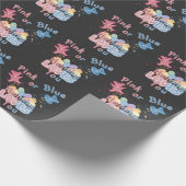 Roze of blauwe mammie houdt van je - gender onthul cadeaupapier (Hoek)