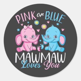 Roze of blauwe mawmaw houdt van je olifant Baby Ronde Sticker