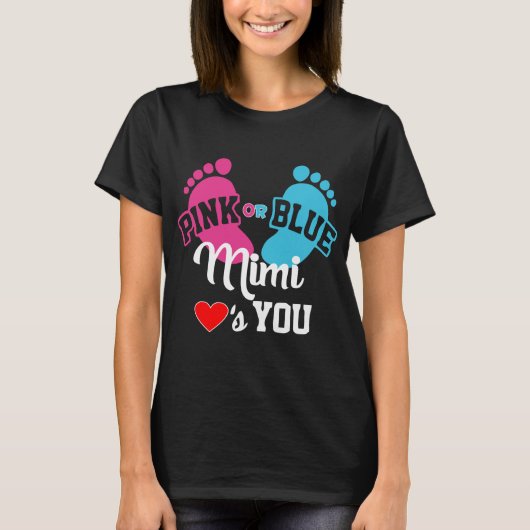 Roze of blauwe Mimi houdt van je geslacht T-shirt (Voorkant)