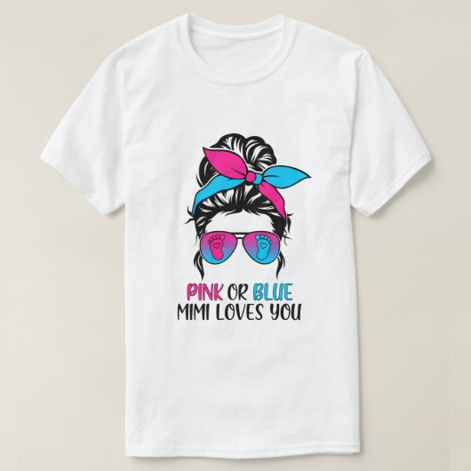 Roze of blauwe Mimi houdt van je sekse en onthult  T-shirt (Design voorkant)