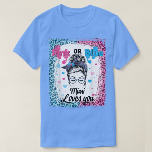 Roze of Blauwe Mimi Messy Bun Bleaching Gender ont T-shirt (Design voorkant)