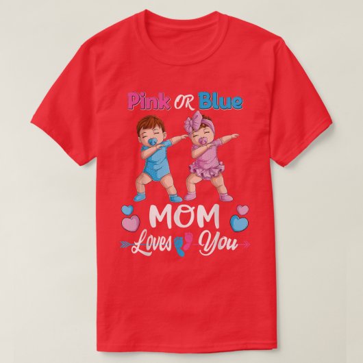 Roze of blauwe moeder houdt van je Baby T-shirt (Design voorkant)