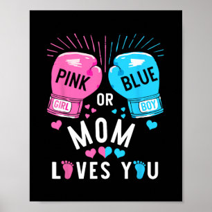Roze of blauwe moeder houdt van je boksen geslacht poster